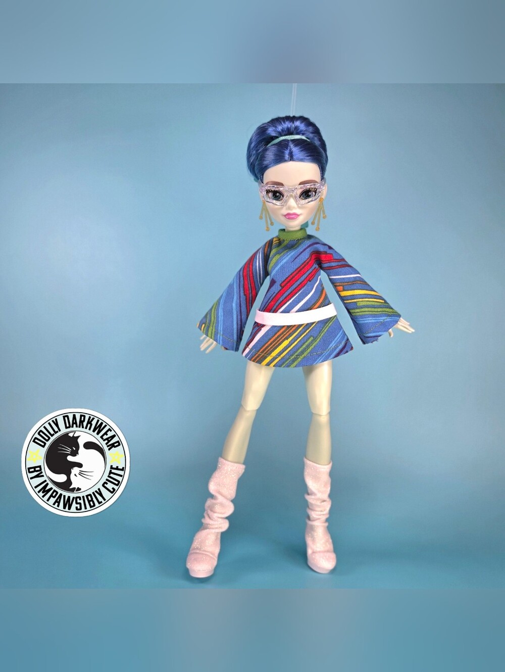 For Monster High G3 Ghoulia Doll- 60s Mod Mini Gogo Dress